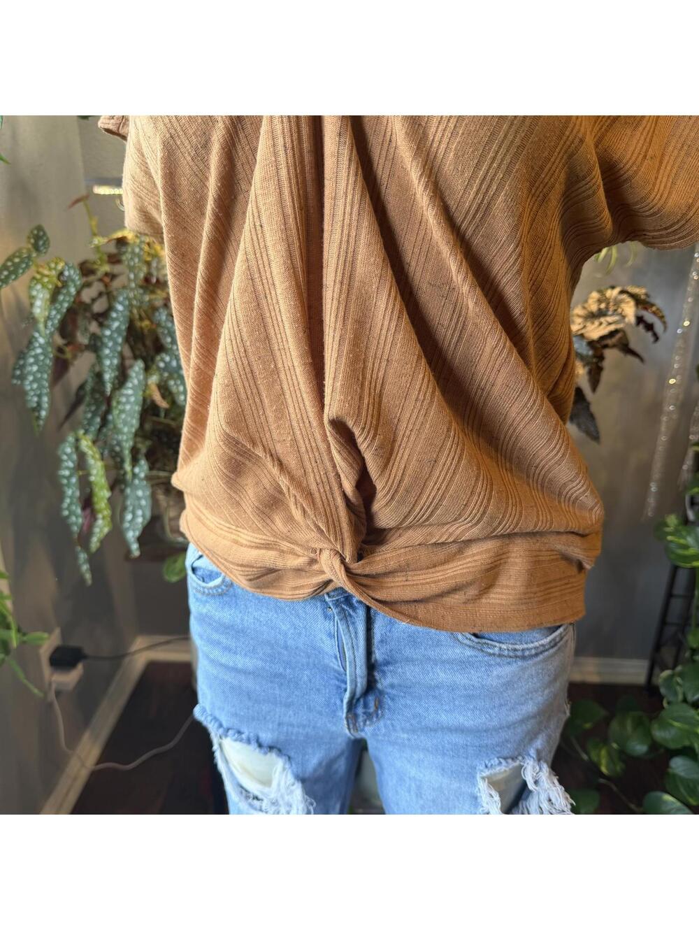 Cozy Ribbed Knit Top with Button Shoulder Detail - Picture 2 of 5